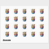 Verjaardagsstickers voor Cupcakes Ronde Sticker (Vel)
