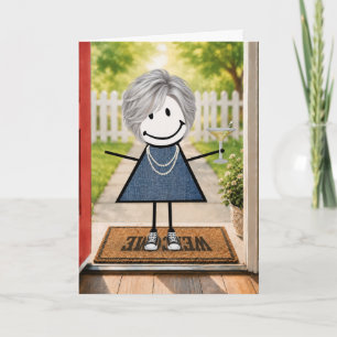 Verjaardagsstickfiguremeisje met Martini Kaart