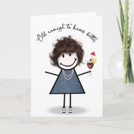 Verjaardagsstickfiguur met cocktail kaart