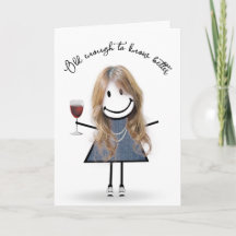 Verjaardagsstickfiguur met wijn glas