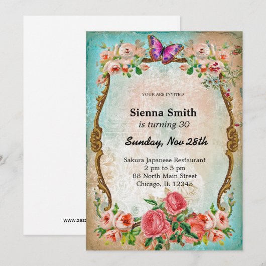  verjaardagsstijl kaart (Voorkant / Achterkant)