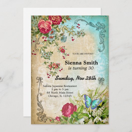  verjaardagsstijl kaart (Voorkant / Achterkant)