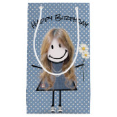 Verjaardagsstok figuur meisje met Sneakers op Stip Klein Cadeauzakje (Voorkant)