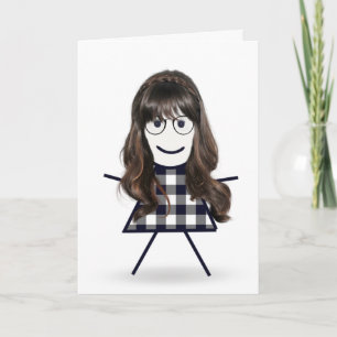 Verjaardagsstokfiguur meisje voor zus kaart
