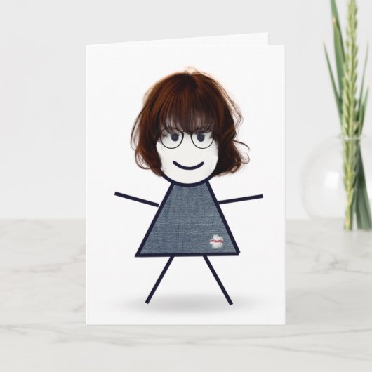 Verjaardagsstokfiguur voor zus kaart (Voorkant)