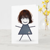 Verjaardagsstokfiguur voor zus kaart (Gele Bloem)