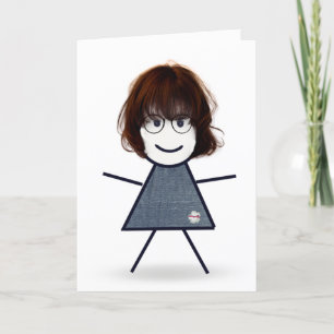 Verjaardagsstokfiguur voor zus kaart