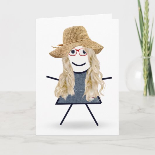 Verjaardagsstokfiguurtje met hoed kaart (Voorkant)