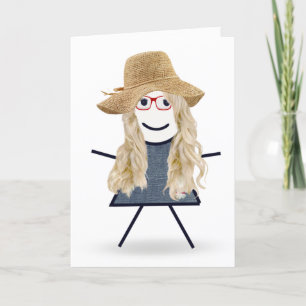 Verjaardagsstokfiguurtje met hoed  kaart