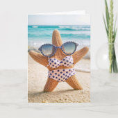 Verjaardagsstrand Starfish Dragen van een Bikini Kaart (Voorkant)