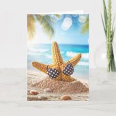 Verjaardagsstrand Zeesterren in het zand Kaart (Voorkant)