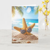 Verjaardagsstrand Zeesterren in het zand Kaart (Gele Bloem)