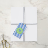 Verjaardagsstrepen Blauw⎮Wit Groen Cadeau Label Cadeaulabel (Met Touw)
