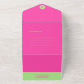 Verjaardagsstrepen Roze⎮Wit Groen All In One Uitnodiging (Buitenkant)