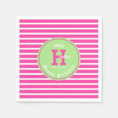 Verjaardagsstrepen Roze⎮Wit Groen Servet (Voorkant)