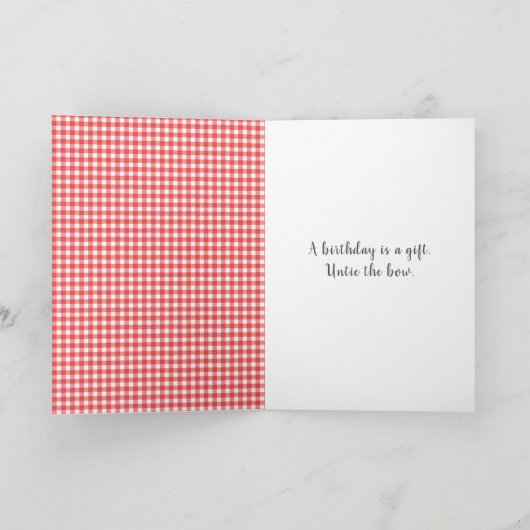 Verjaardagsstrik met Daisy On Gingham Kaart (Binnen)