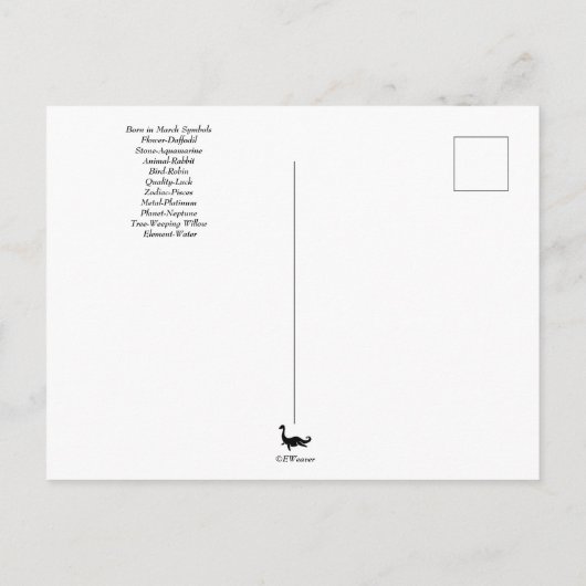 Verjaardagssymbolen in maart briefkaart (Achterkant)