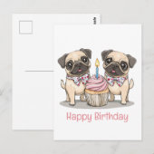 Verjaardagst Cupcake voor Pug Honden Briefkaart (Voorkant / Achterkant)