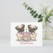Verjaardagst Cupcake voor Pugs Briefkaart (Staand voorkant)