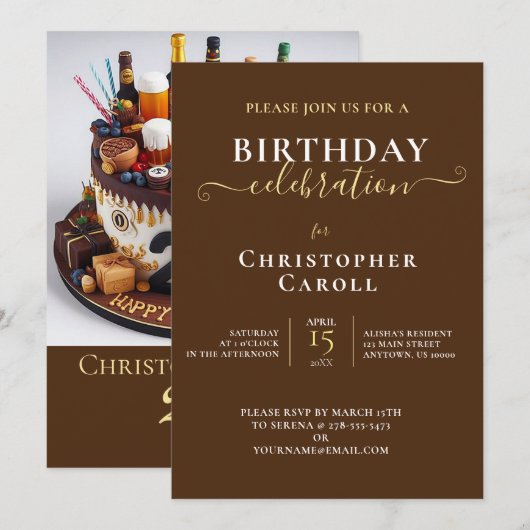 VERJAARDAGSTAART, 21e VIERING Kaart (Voorkant / Achterkant)