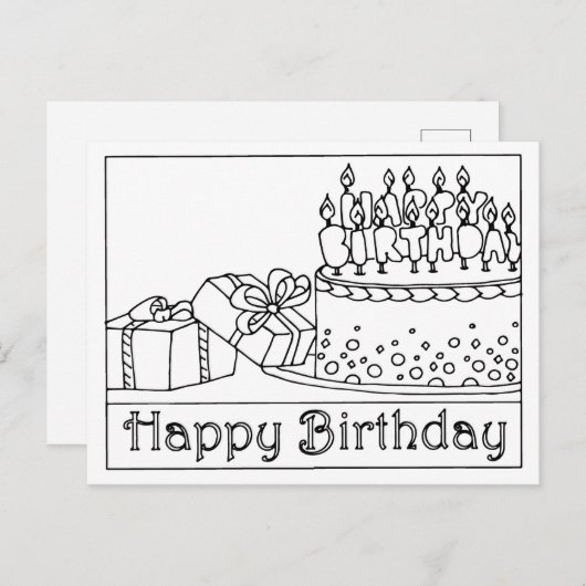 Verjaardagstaart Ansichtkaart Briefkaart (Voorkant / Achterkant)