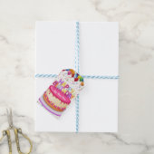 Verjaardagstaart Balloon en Confetti Cadeaulabel (Met Touw)