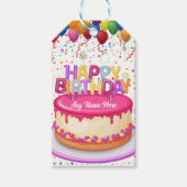 Verjaardagstaart Balloon en Confetti Cadeaulabel (Voorkant)