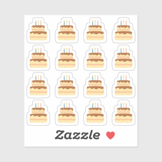 Verjaardagstaart Bday Party Herinnerings Agenda Pl Sticker (Vel)