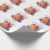 Verjaardagstaart bessen en bloemen gepersonaliseer cadeaupapier (Hoek)