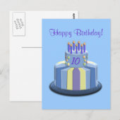 Verjaardagstaart (blauw) briefkaart (Voorkant / Achterkant)