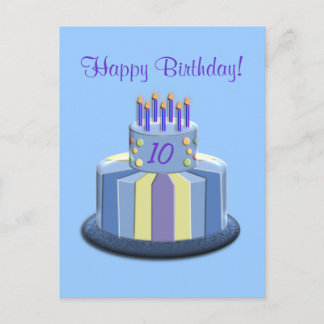 Verjaardagstaart (blauw) briefkaart