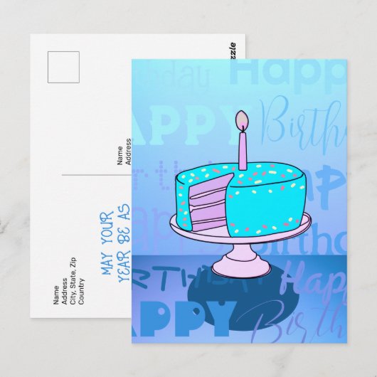 Verjaardagstaart Briefkaart (Voorkant / Achterkant)