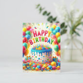 Verjaardagstaart Briefkaart (Staand voorkant)