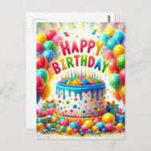 Verjaardagstaart Briefkaart (Voorkant / Achterkant)