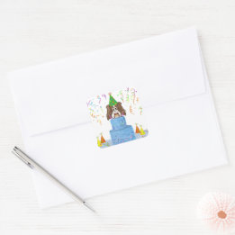 Verjaardagstaart Cavalier King Charles Spaniel Vierkante Sticker