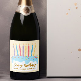 Verjaardagstaart Chic Aangepaste Feest Sparkling Wijnetiket