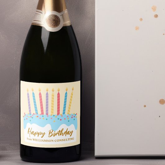 Verjaardagstaart Chic Aangepaste Feest Sparkling Wijnetiket