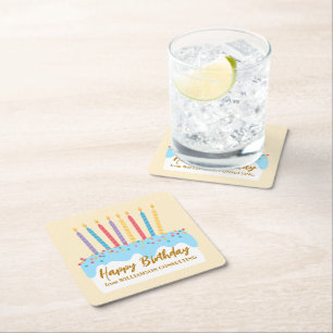 Verjaardagstaart Chic Aangepaste Kantoorfeest Kartonnen Onderzetters