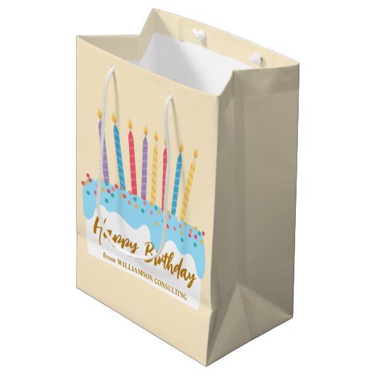 Verjaardagstaart Chic Aangepaste Zakelijke Medium Cadeauzakje (Voorkant Gekanteld)