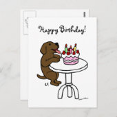 Verjaardagstaart Chocolade Labrador Cartoon Briefkaart (Voorkant / Achterkant)