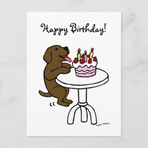 Verjaardagstaart Chocolade Labrador Cartoon Briefkaart