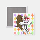 Verjaardagstaart Chocolade Labrador Cartoon Magneet (Voorkant / Achterkant)