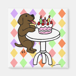 Verjaardagstaart Chocolade Labrador Cartoon Magneet