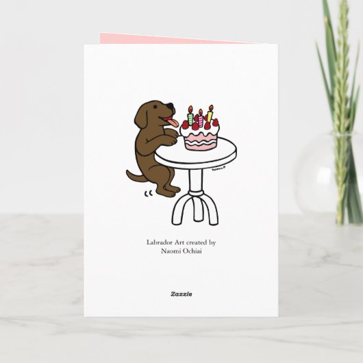 Verjaardagstaart Chocolade Labrador Cartoon Plain Kaart (Achterkant)