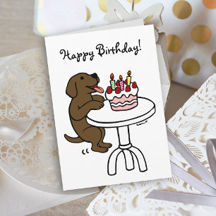Verjaardagstaart Chocolade Labrador Cartoon Plain Kaart