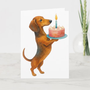 Verjaardagstaart dachshond puppy wiener dog kaart