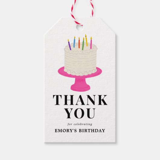 Verjaardagstaart Dank u Cadeau Label Cadeaulabel (Voorkant)