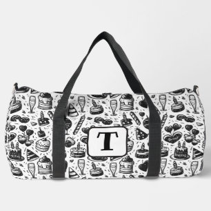 Verjaardagstaart doodle zwart-wit patroon 4 plunjezak