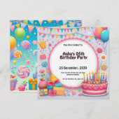 Verjaardagstaart en ballonnen gepersonaliseerd kaart (Voorkant / Achterkant)