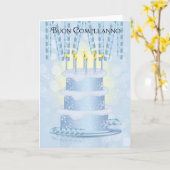 Verjaardagstaart en kaarsjes Kaart (Gele Bloem)